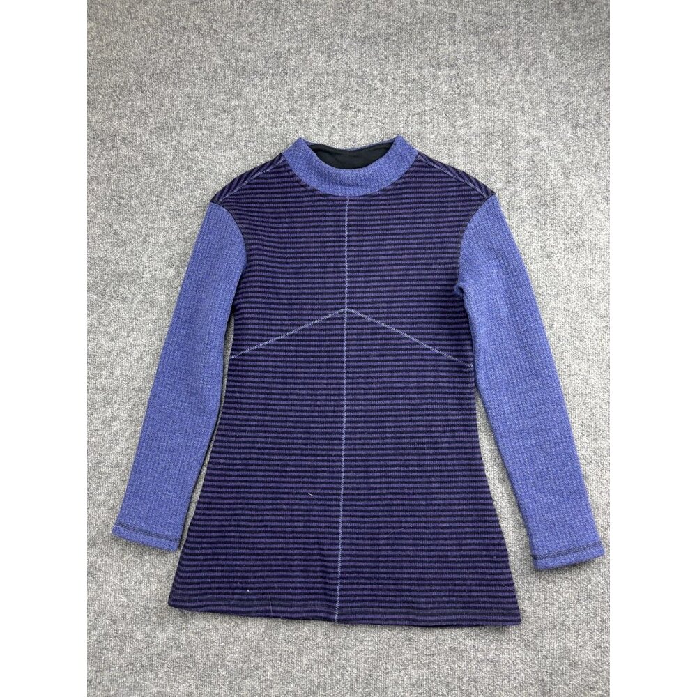 PrAna Sweater Womens Small Purple Blue Striped Mock Neck Long Sleeve Tunic